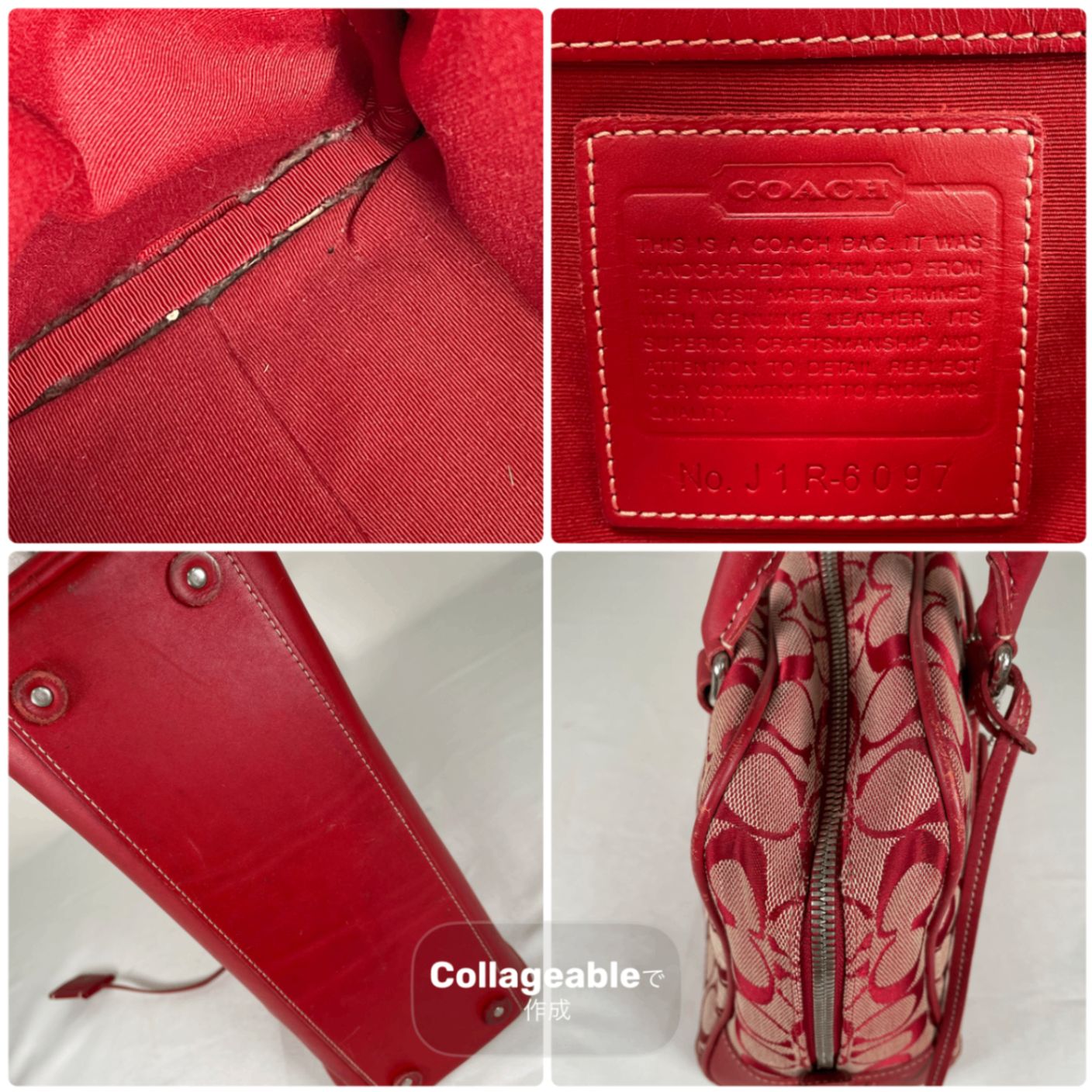 COACH コーチ ハンドバッグ シグネチャーサッチェル レッド 6097