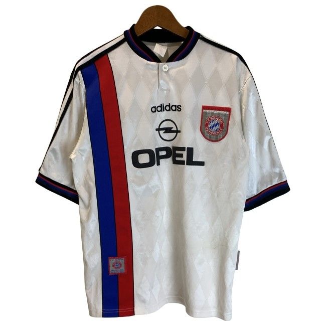 【中古】　adidas　ユニフォーム　90s vintage　90年代　OLD　半袖　ヘンリーネック　プリント　ワッペン　FCバイエルンミュンヘン　スポーツ　古着　/1191