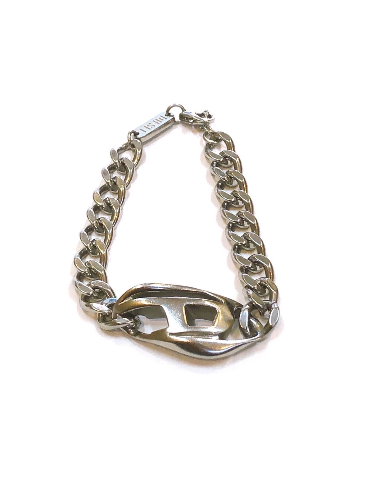 4346】☆美品☆ DIESEL ステンレスチェーン ブレスレット DX1413 Dロゴ