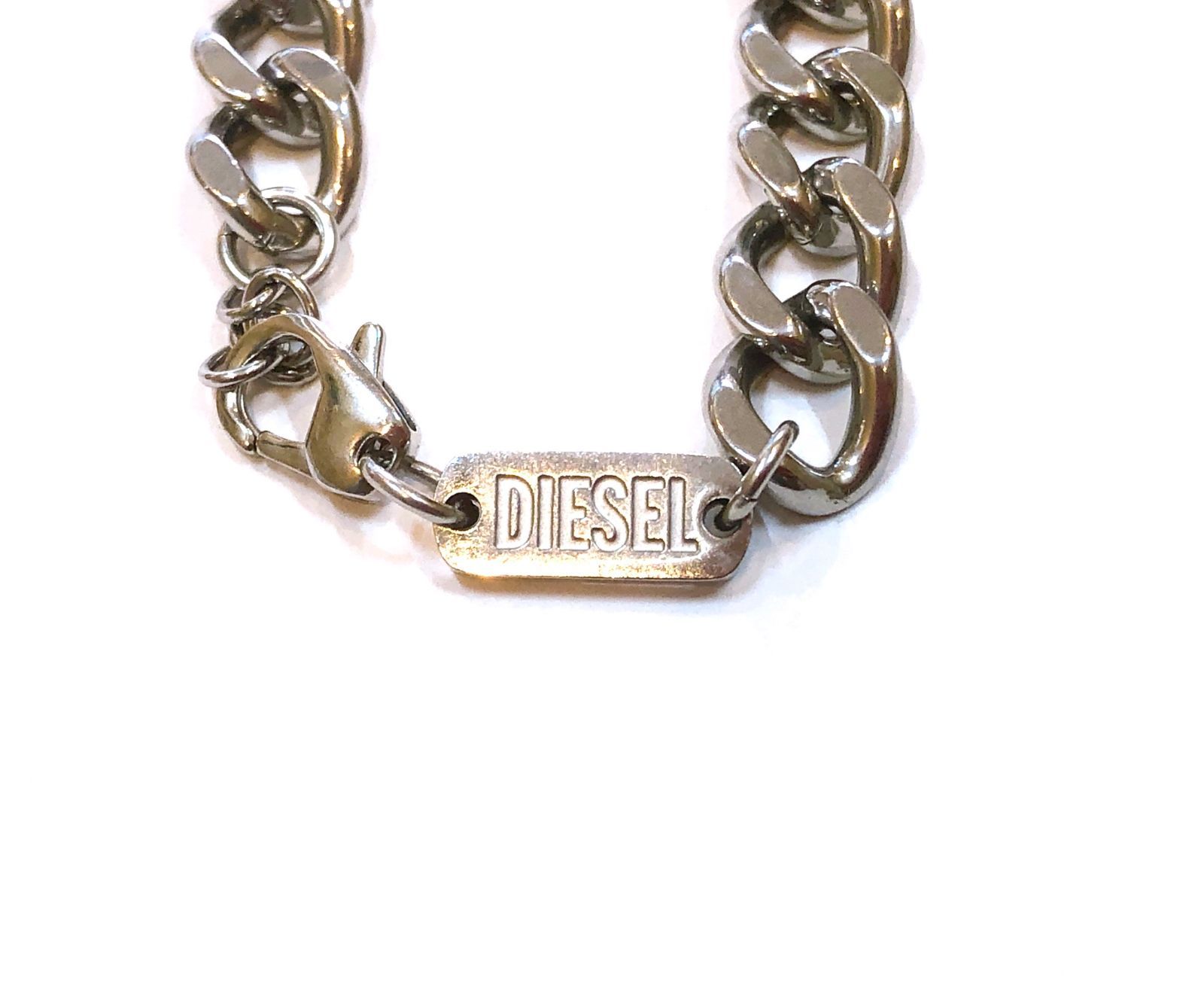 4346】☆美品☆ DIESEL ステンレスチェーン ブレスレット DX1413 Dロゴ