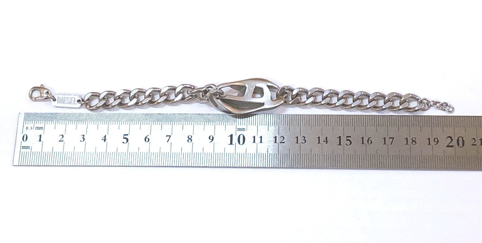 4346】☆美品☆ DIESEL ステンレスチェーン ブレスレット DX1413 Dロゴ