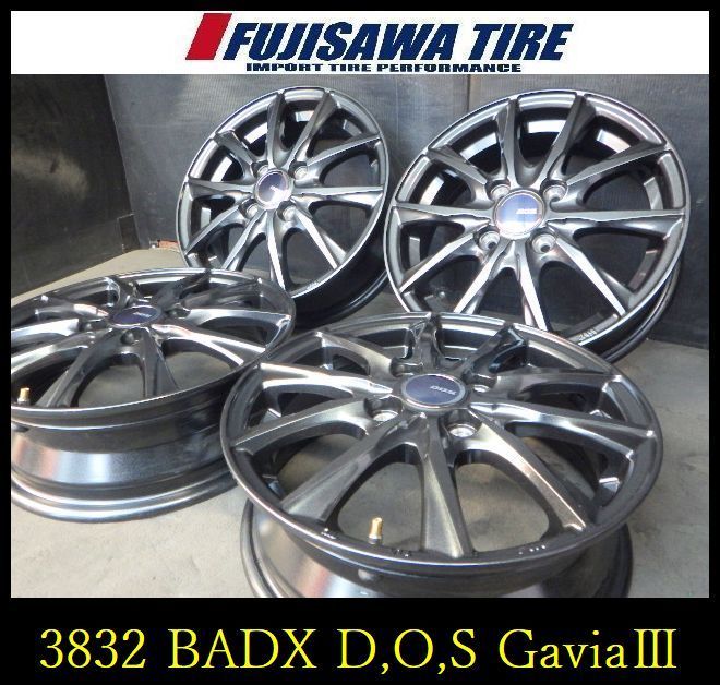 【3832】J送料無料▲BADX D,O,S GaviaⅢ▲14x4.5J 4穴 100 +45▲4本 26102938