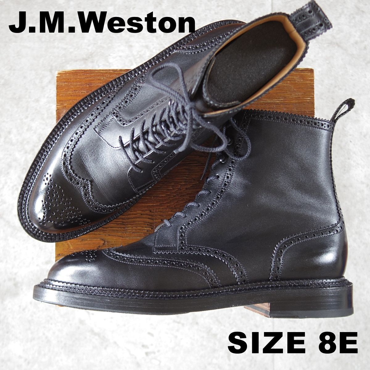 極美品★J.M.ウエストン 8E【定価￥24,2000-★ブーツ版トリプルソールダービー/291】23ラスト/ソフトカーフ/黒/Weston★o854 76,989円