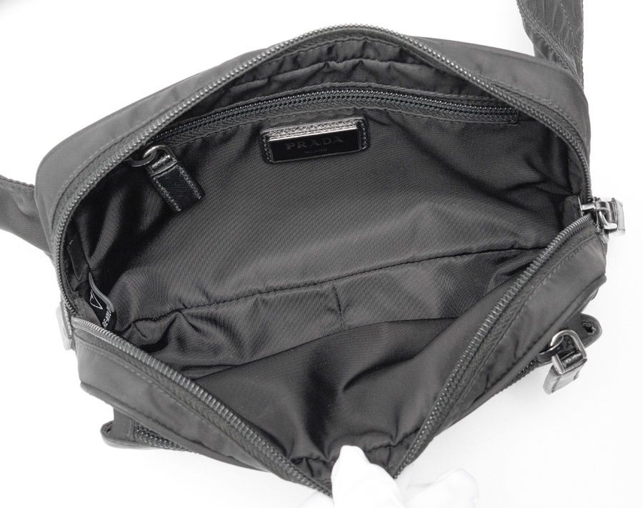 プラダ / PRADA Re-Nylon × サフィアーノレザー ベルトバッグ 2VL977