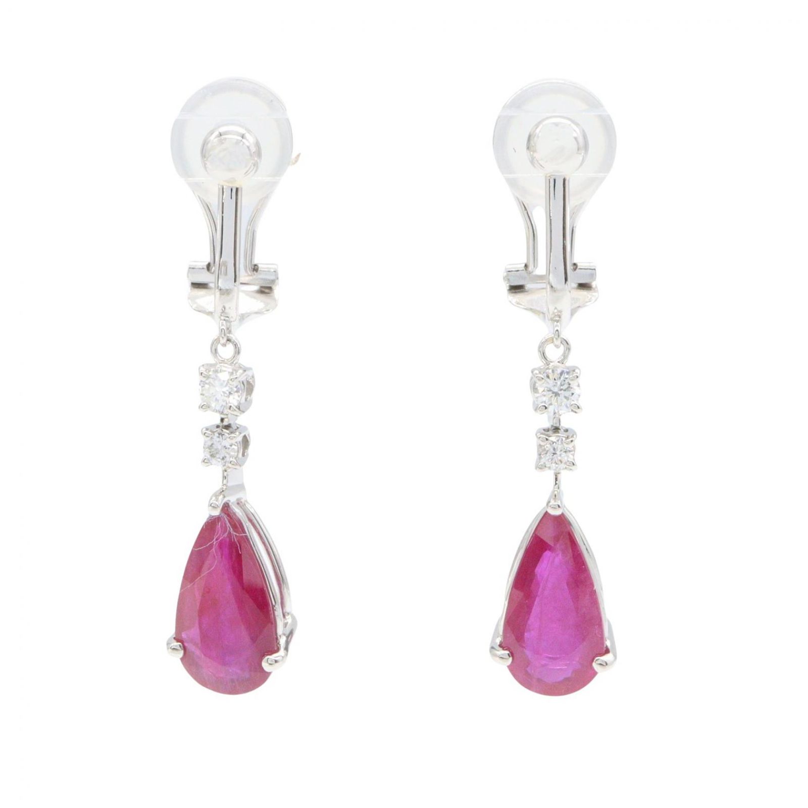 ジュエリー JEWELRY イヤリング ルビー ダイヤモンド イヤリング ﾙﾋﾞｰ 6.1g Pt900プラチナ ダイヤモンド イヤリング レディース Used A