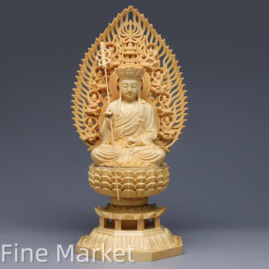 地蔵菩薩像匠人手作り 檜木 仏像 手工 彫刻 高級 インテリア 木彫 置物