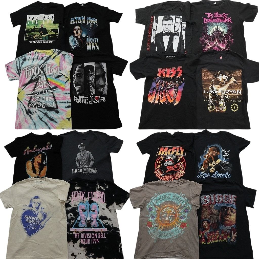 古着卸 まとめ売り 音楽・バンド Tシャツ 16枚セット ( メンズ 2XL/3XL ) ピンクフロイド アイスキューブ KISS 中古 古着 NF9182 メンズ 古着卸 まとめ売り 音楽・バンド Tシャツ 16枚セット ( メンズ