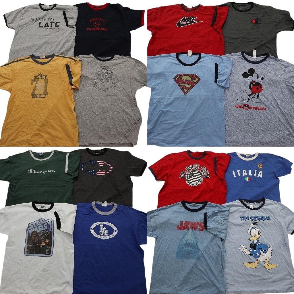 古着卸 まとめ売り プリント Tシャツ 16枚セット ( メンズ L ) タイダイ柄 アニマル 動物 リンガーT プロチーム MLB 中古 古着 NF8294 古着卸 リンガー Tシャツ 16枚セット ( メンズ XL/2XL/3XL ) 映画
