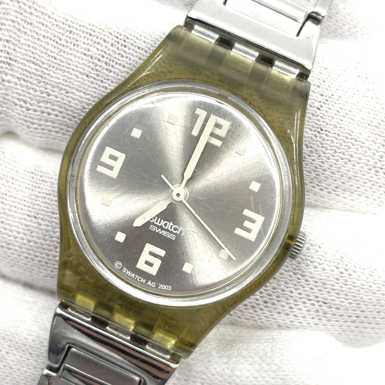 動作未確認 Swatch スウォッチ 腕時計 クォーツ シルバー文字盤 