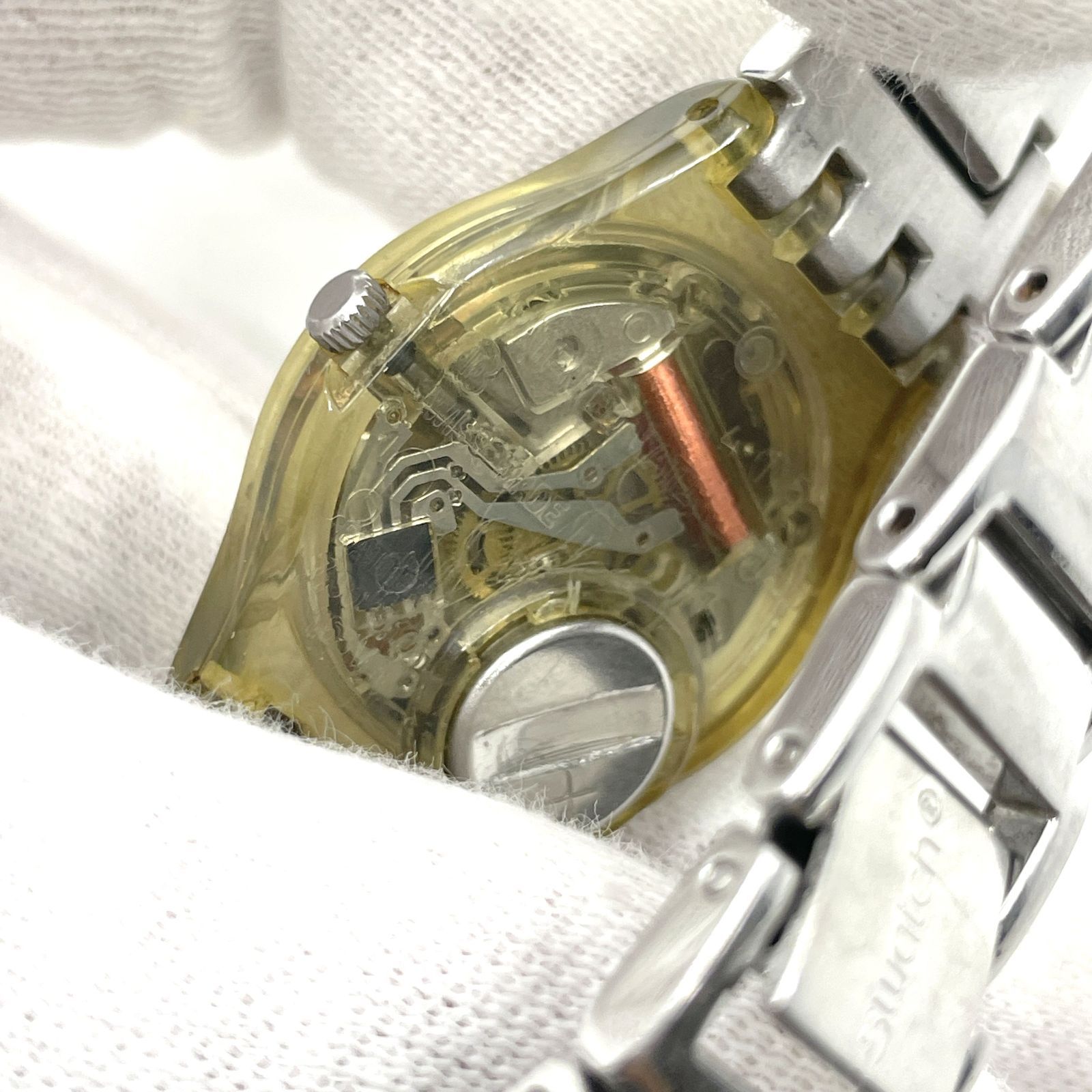 動作未確認 Swatch スウォッチ 腕時計 クォーツ シルバー文字盤 