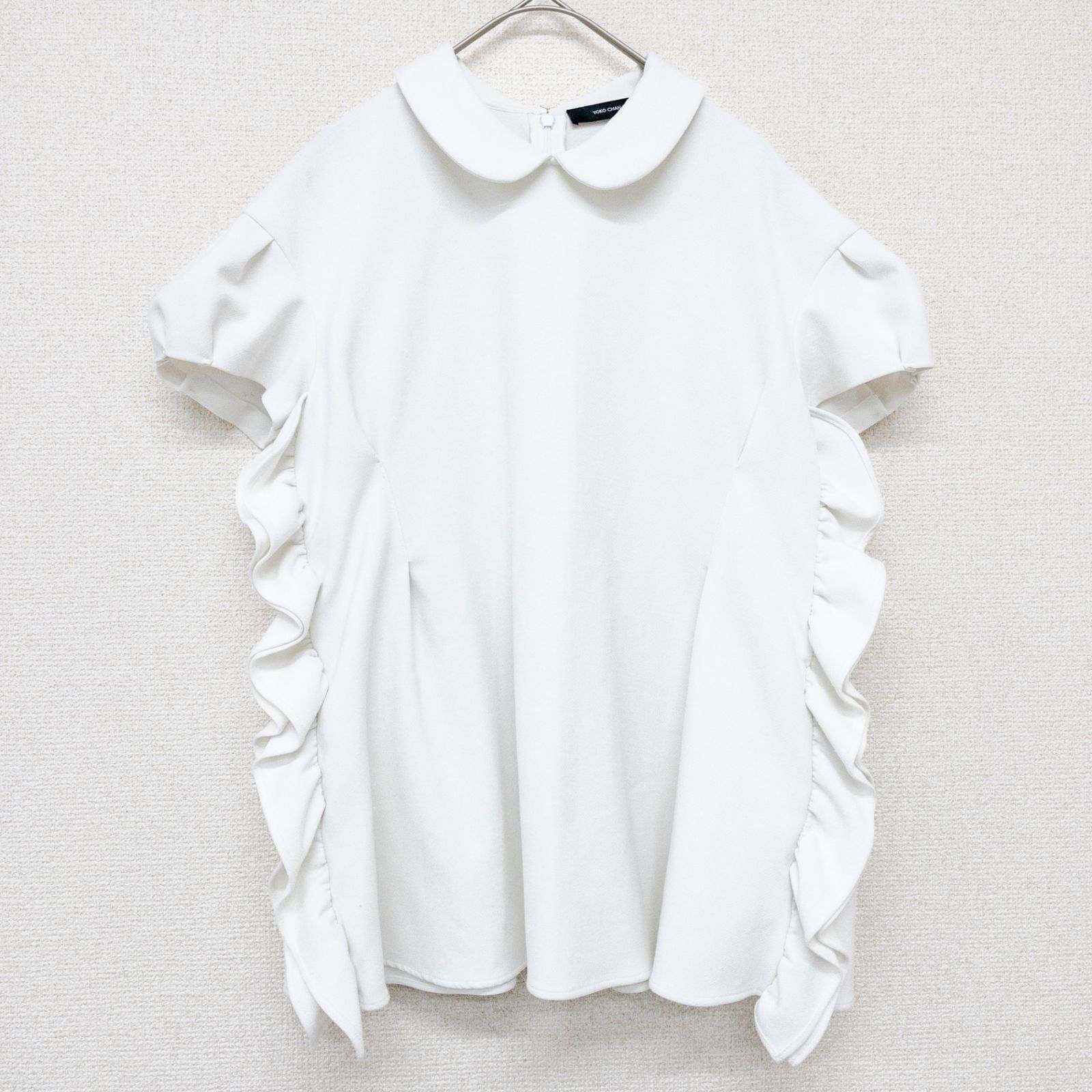 YOKO CHAN HEM FRILL BLOUSE 36白 YOKO CHAN ヨーコチャン 2023年 サイドラッフルブラウス 丸襟 フリル