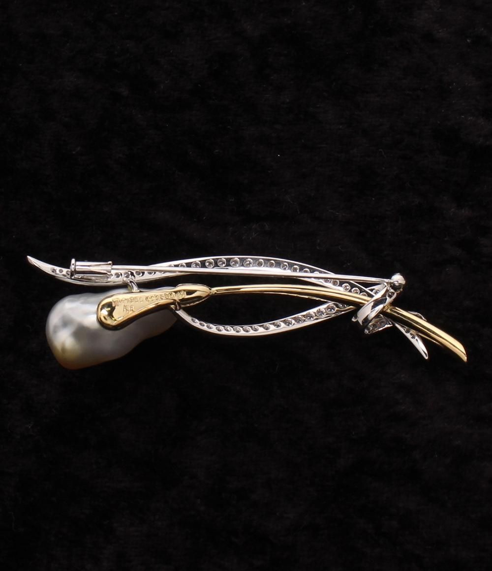 ウエダジュエラー ブローチ K18 Pt950 バロックパール 約22x12mm