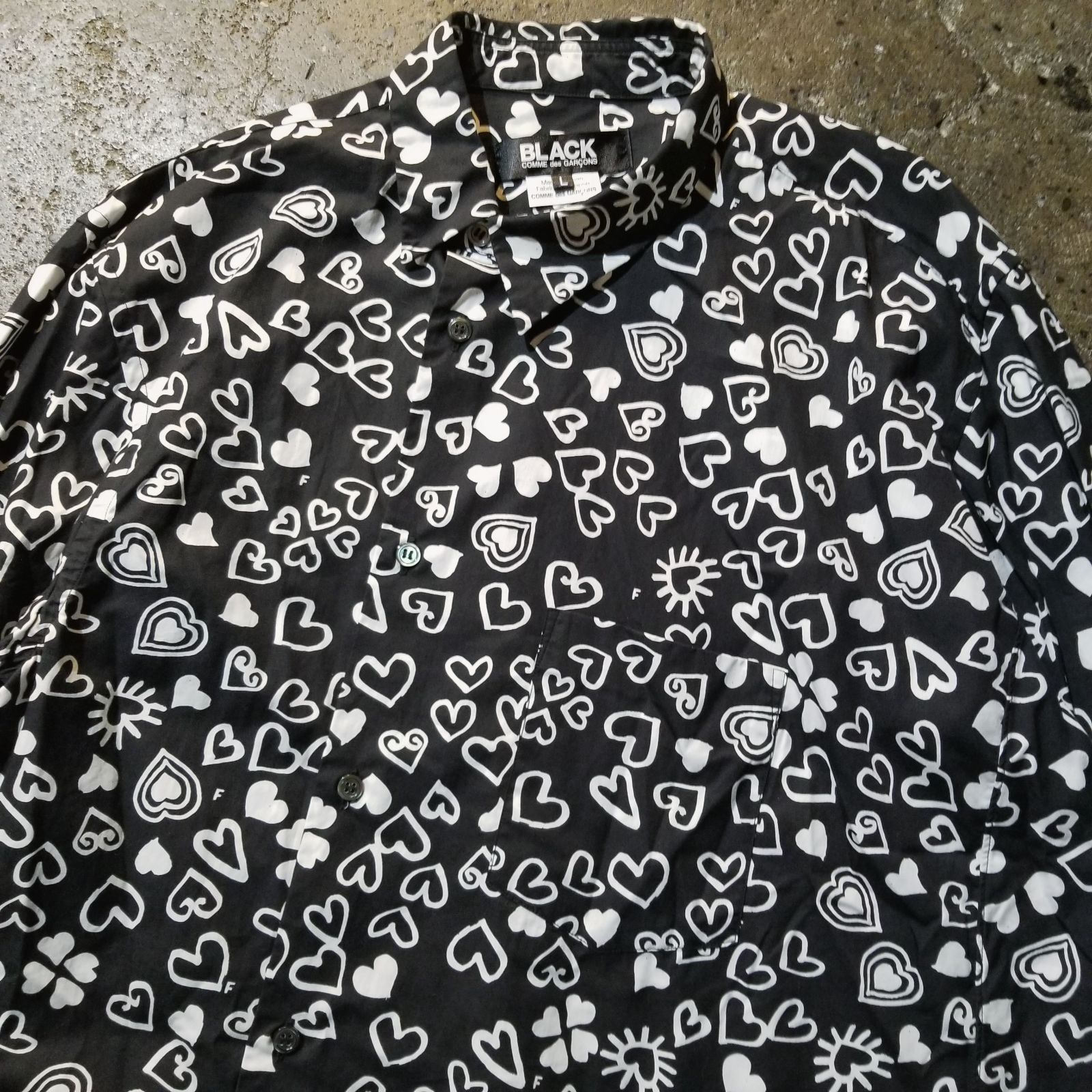 BLACK COMME des GARCONS 22aw 総柄捻れシャツ L ブラック 