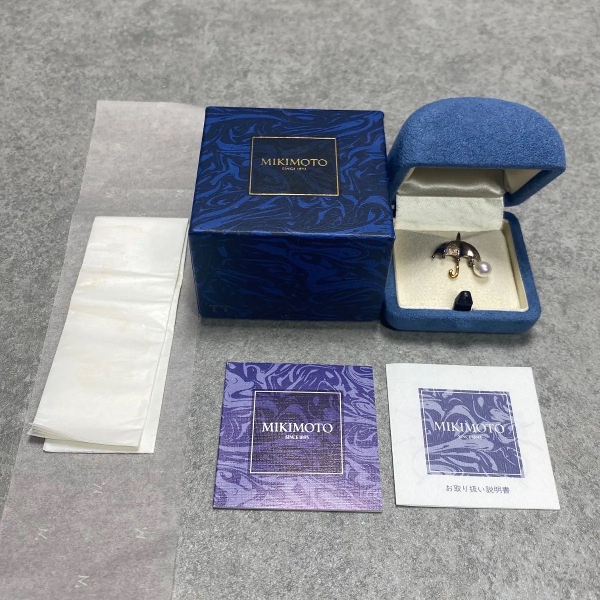 ミキモト MIKIMOTO 傘モチーフ パール ブローチ K18 silver