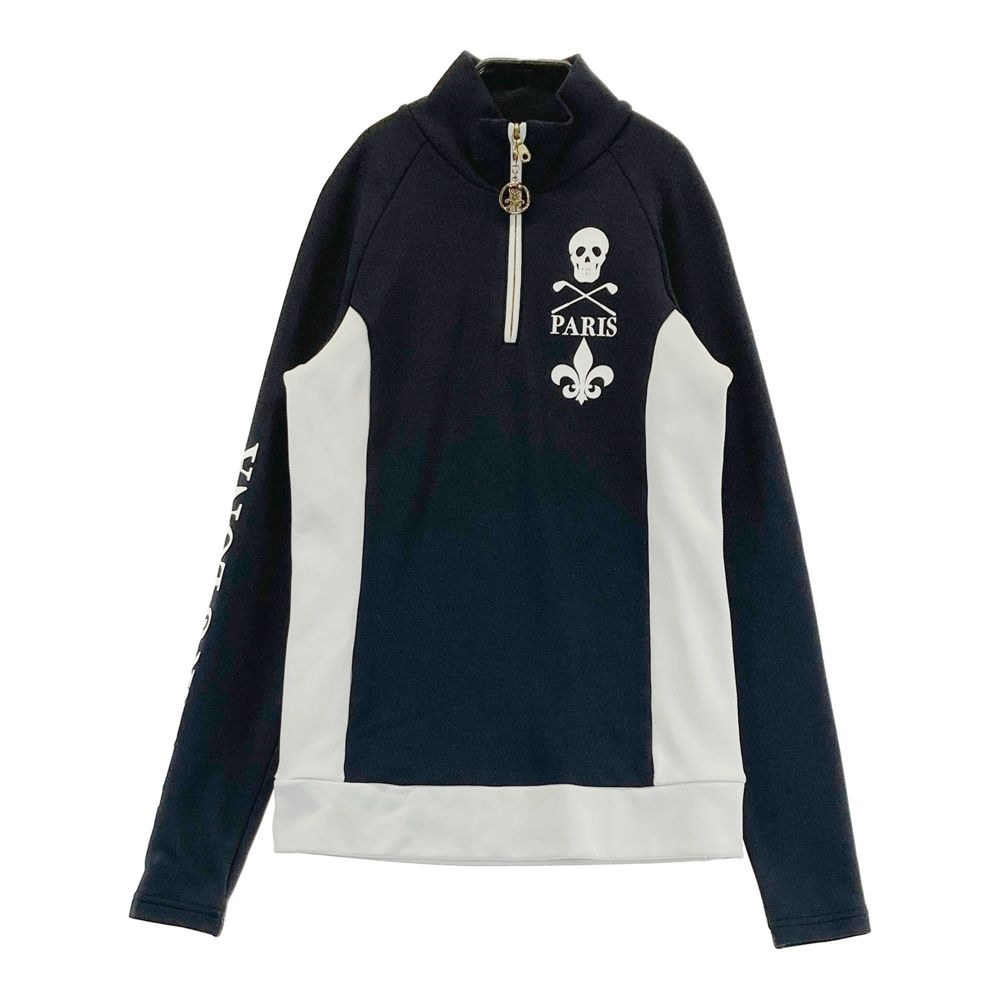 サイズ：36 MARK&LONA マークアンドロナ 裏起毛ハーフジップTシャツ ブラック系 [240101559620] ゴルフウェア レディース ストスト