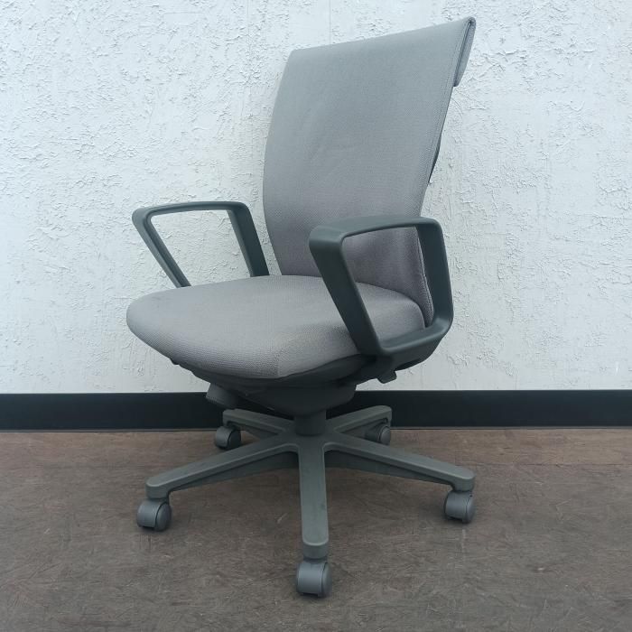 KOKUYO オフィスチェア 肘あり オフィスチェア TRENZA(トレンザ) 固定肘 CRS-G452F5 2012年製 グレー デスクチェア チェア イス 椅子 中古