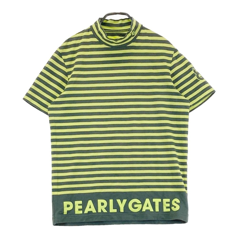 サイズ：4 PEARLY GATES パーリーゲイツ ハイネック 半袖Tシャツ ボーダー柄 グリーン系 [240101674520] ゴルフウェア メンズ ストスト