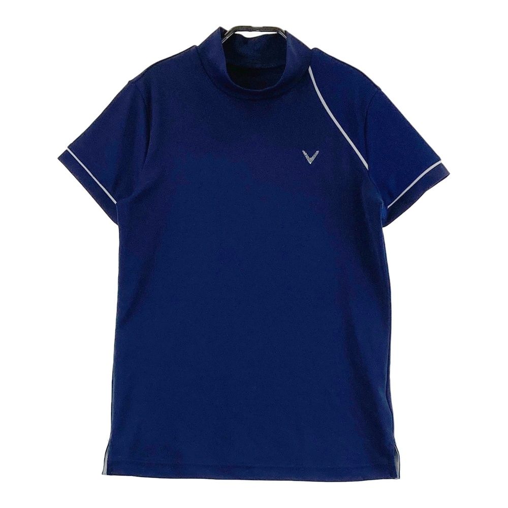 サイズ：M CALLAWAY キャロウェイ レッドレーベル ストーン付き 素材切替ハイネック半袖Tシャツ ネイビー系 [240101687983] ゴルフウェア レディース ストスト 5,940円