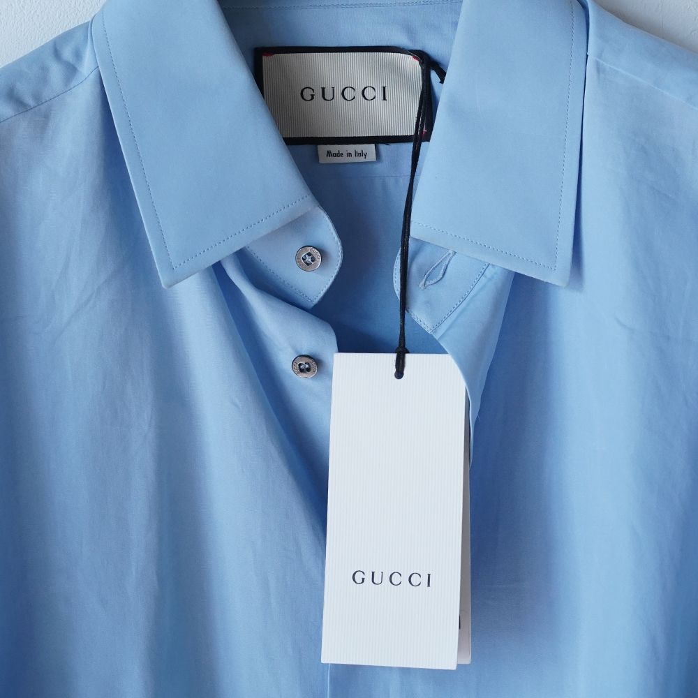 【未使用・訳あり】GUCCI 長袖シャツ ブルー 41/16 no.254