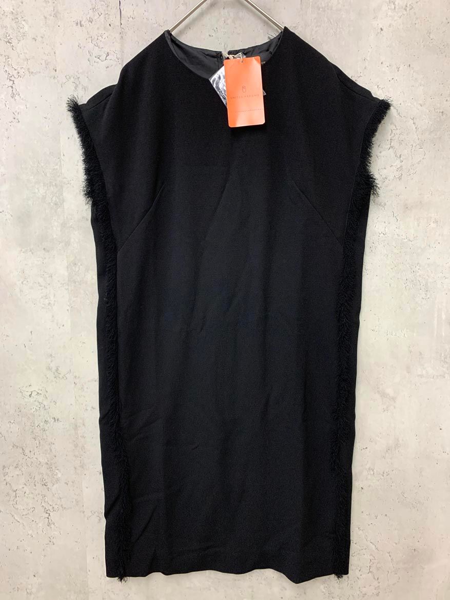 新品 UNITED ARROWS ユナイテッドアローズ フリンジ ワンピース size36/ブラック ■◆◎レディース