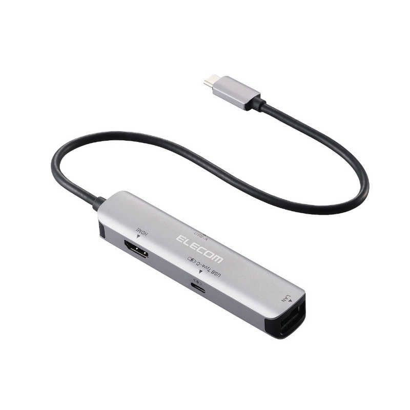 【新品未使用】【未開梱】エレコム　ELECOM USB Type C ドッキングステーション ハブ 4-in-1 PD 92W出力 USB-C ×1 USB-A ×1 HDMI ×1 RJ45 ×1 シルバー DST-C29SV