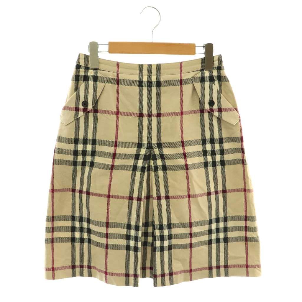バーバリー ロンドン BURBERRY LONDON スカート ひざ丈 ノバチェック 38 ベージュ /HK ■GY18