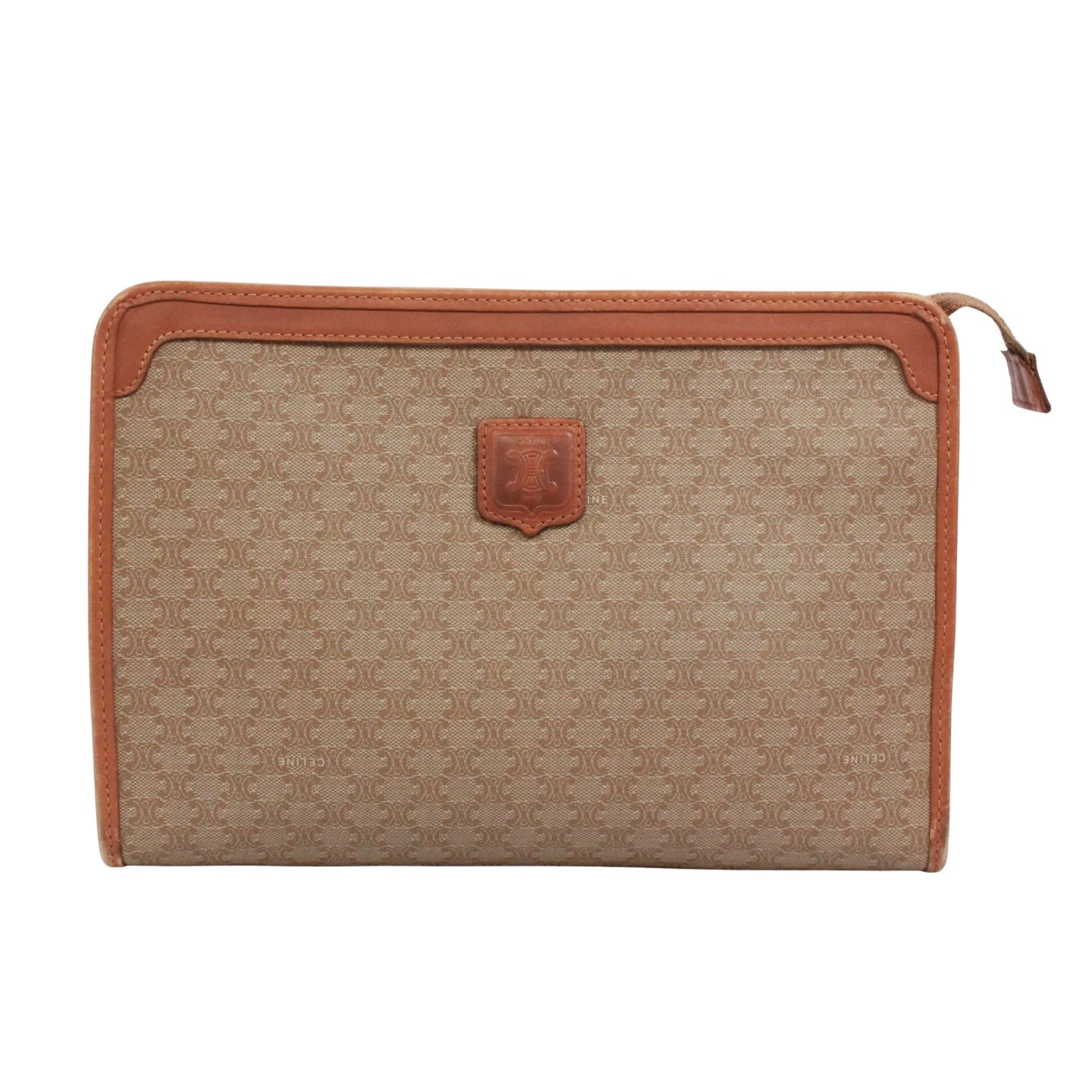 CELINE セリーヌ マカダム クラッチバッグ PVC/レザー ベージュ【中古】 レディース