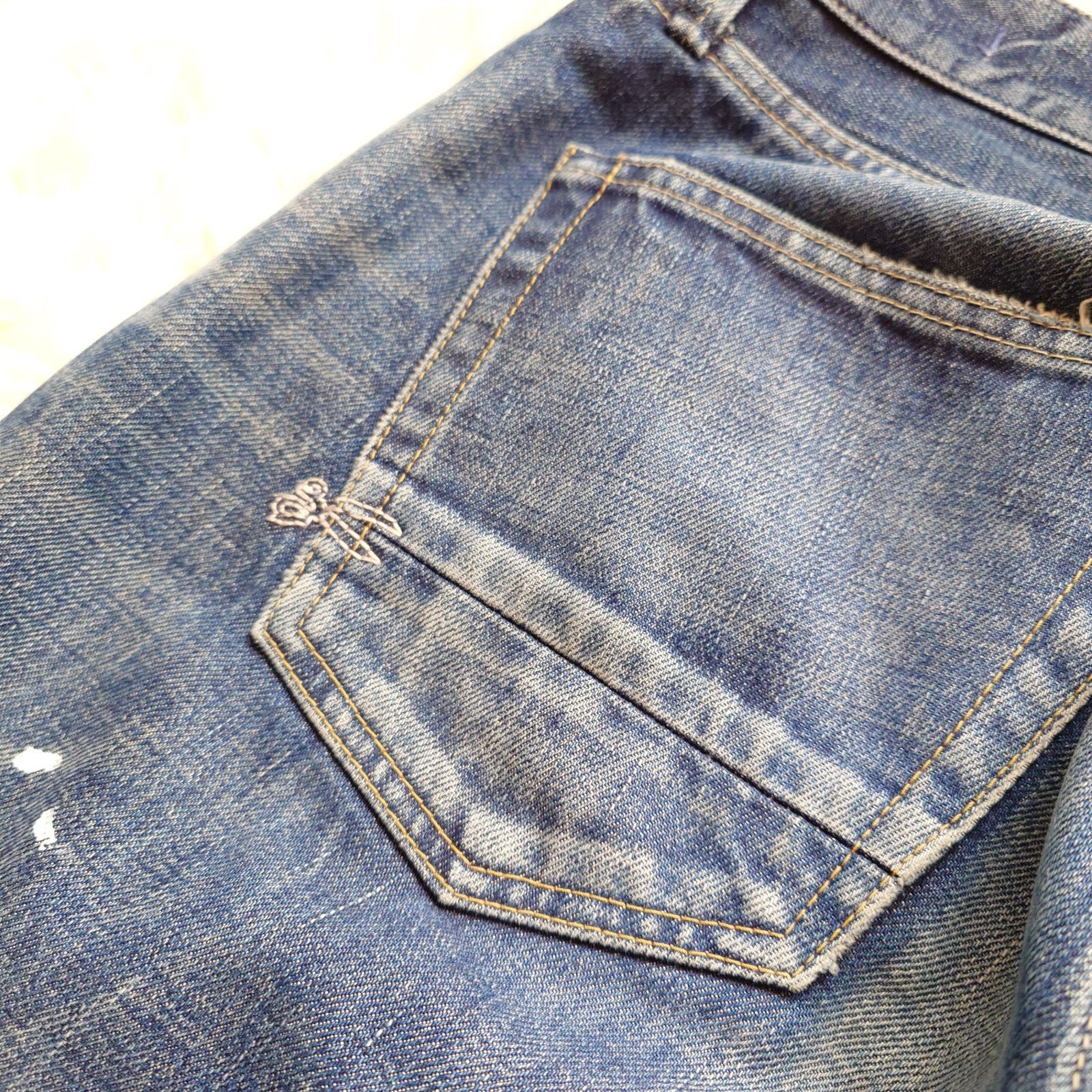 DENHAM デンハム RAZOR MIJ 54（日本製）W31 ペイント ヒゲ ハチノス 