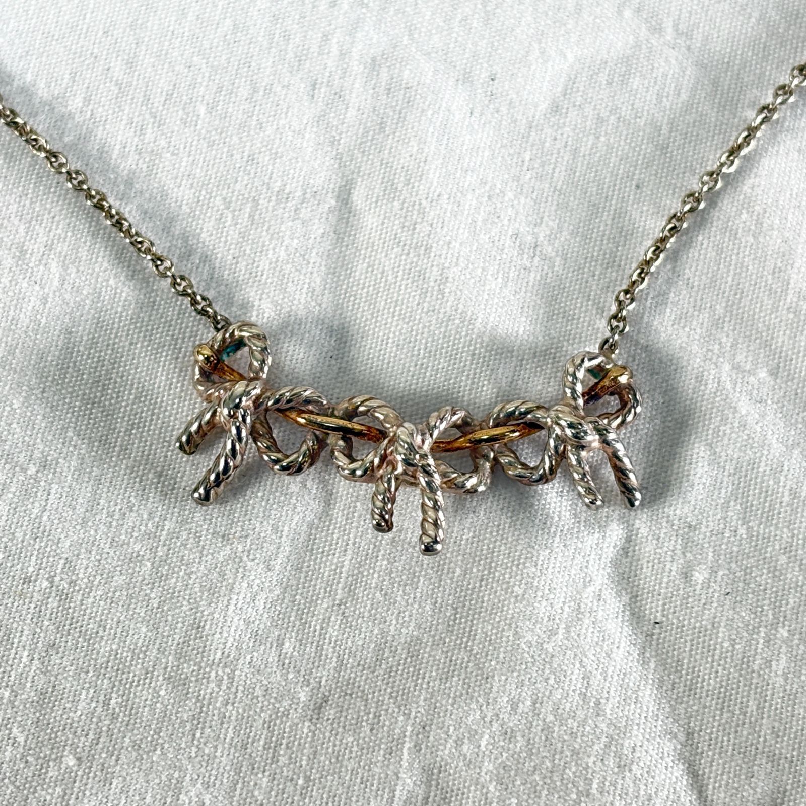Tiffany & Co. トリプルボウ ネックレス シルバー925 SV925 5.67g 保存