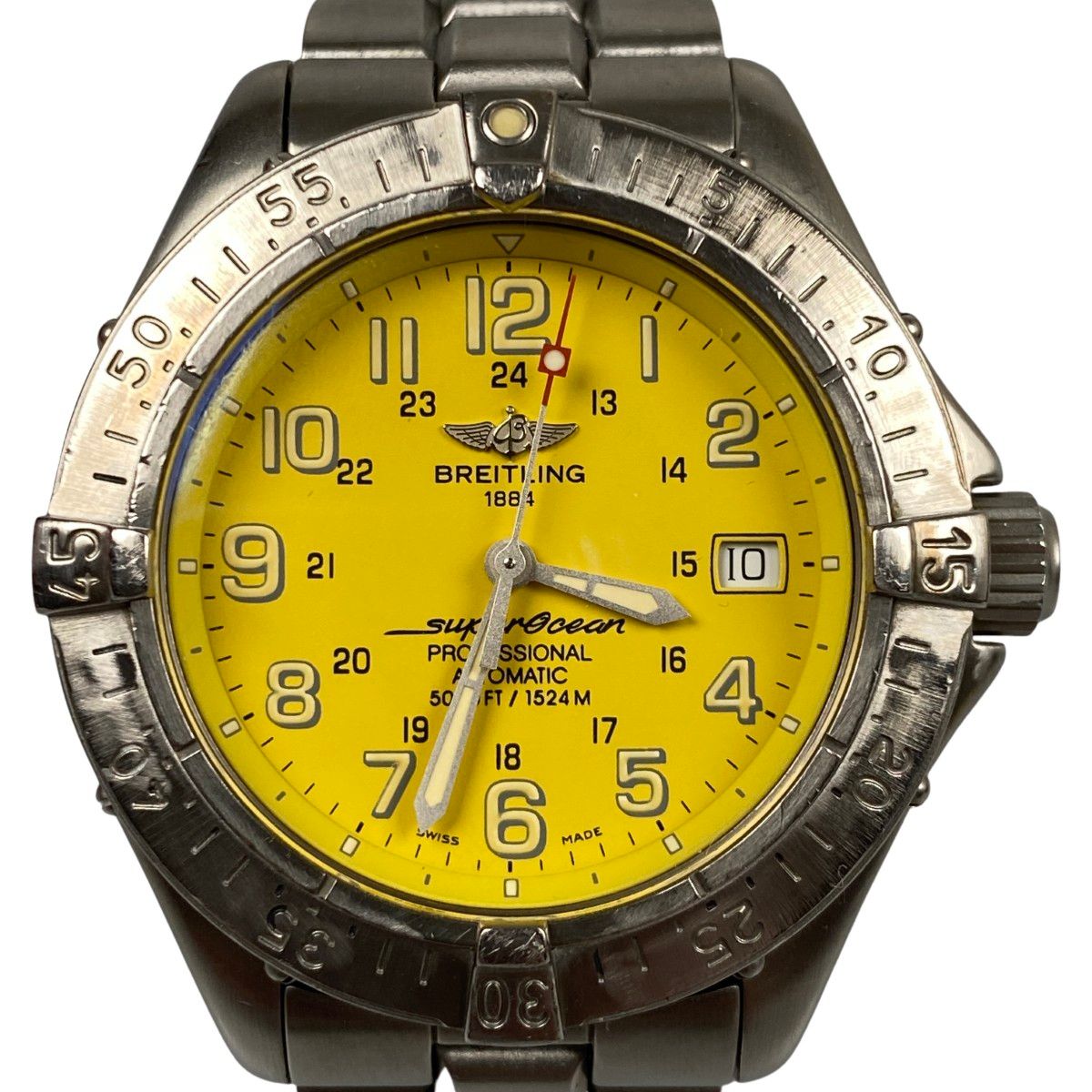 BREITLING ブライトリング スーパーオーシャン 腕時計 黄文字盤 自動巻き コマ付 傷や変色有 A17345