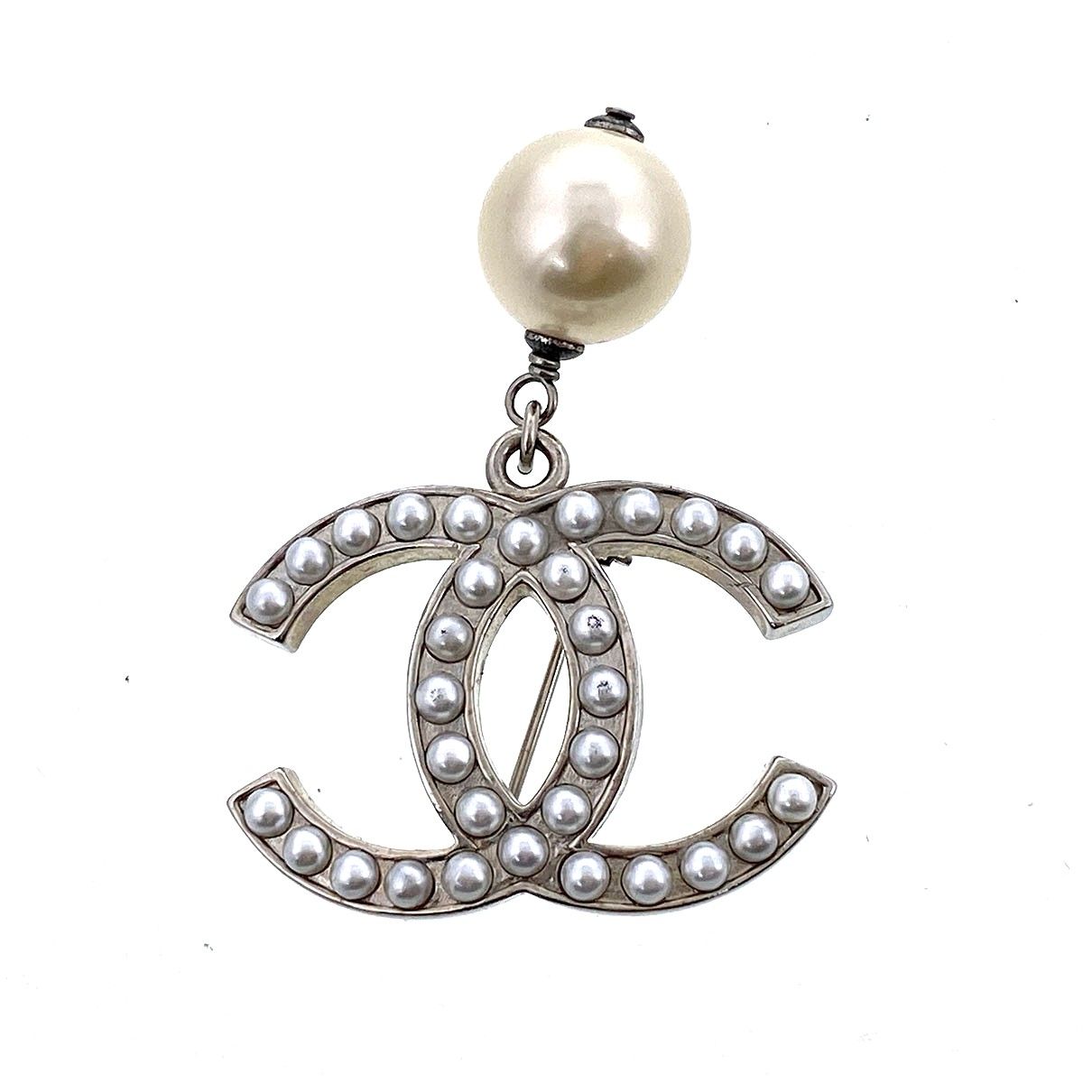 CHANEL シャネル ココマーク パール ブローチ レディース シルバー