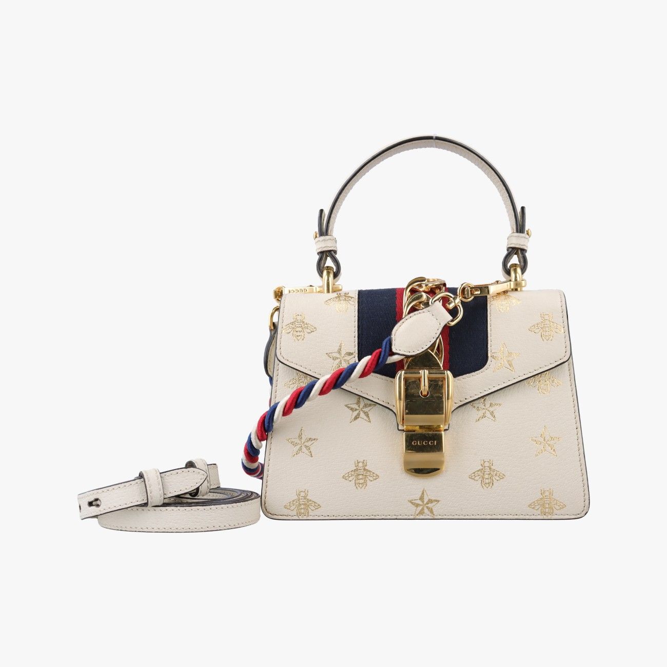 グッチGucciシルヴィ アイボリー×ネイビー×レッド レザー 470270 C027749697