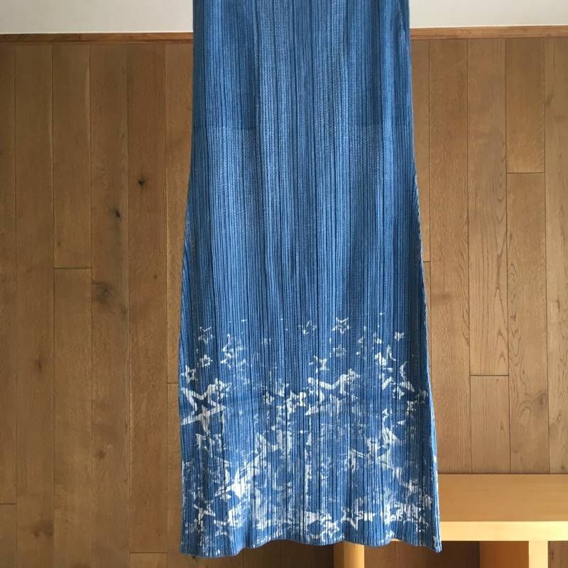 極美品 PLEATS PLEASE プリーツプリーズ デニム転写 プリーツ スカート