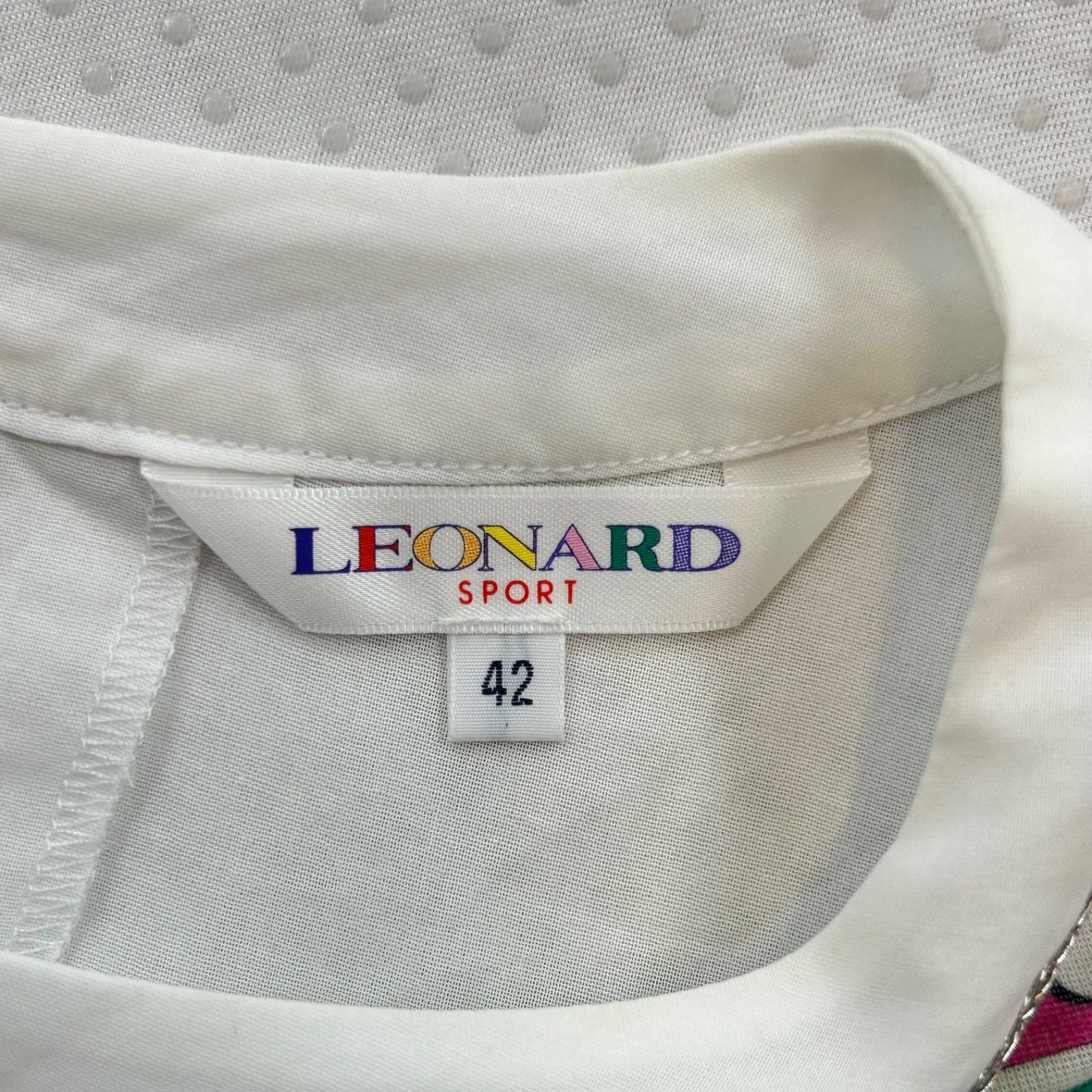 LEONARD レオナール 花柄 郵便切手風 プリントカットソー Tシャツ 半袖 