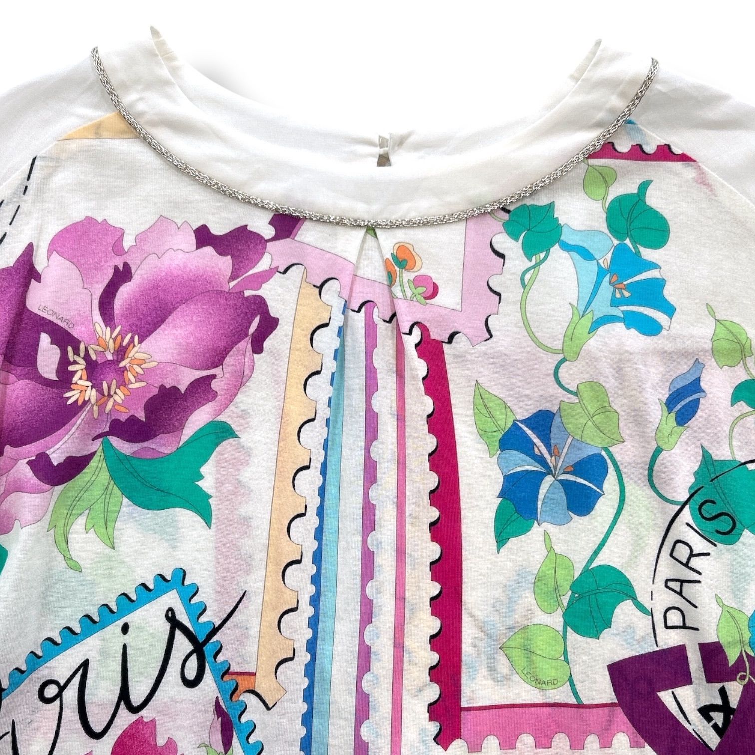 LEONARD PARIS レオナール 花柄 ダマスク柄 レーヨン カットソー LEONARD PARIS レオナール 花柄 ダマスク柄 レーヨン カットソー