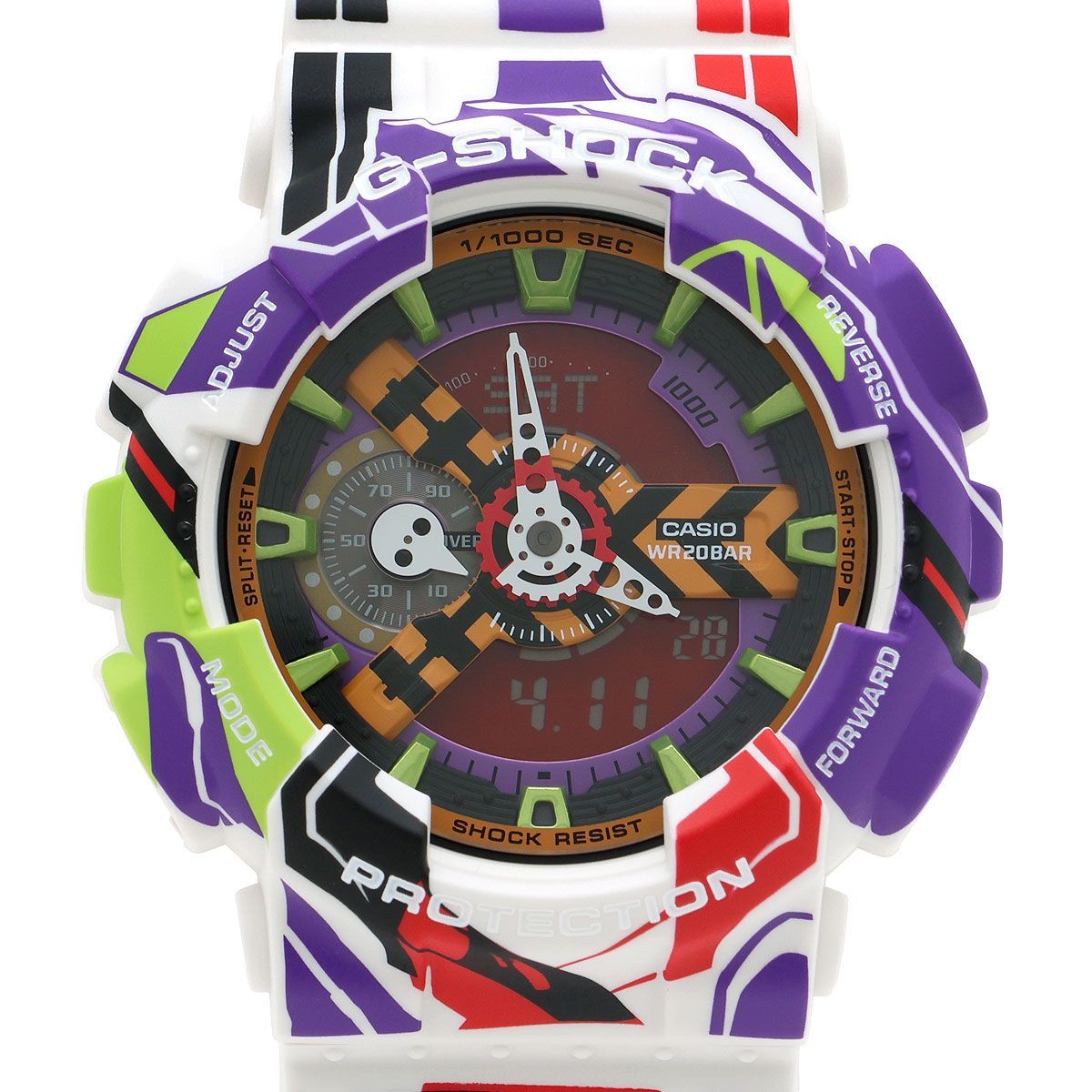 【 美品 】CASIO カシオ 腕時計 G-SHOCK エヴァンゲリオン コラボレーションモデル GA-110EVA30-7AJR 30周年記念モデル 電池式 アナデジ 限定 メンズ ユニセックス EVA エヴァ