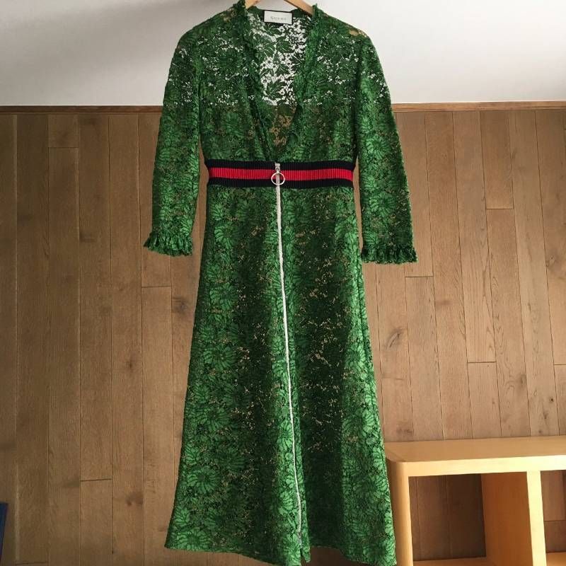 美品 GUCCI グッチ 420422 ZGT79 レース ワンピース42 イタリア製