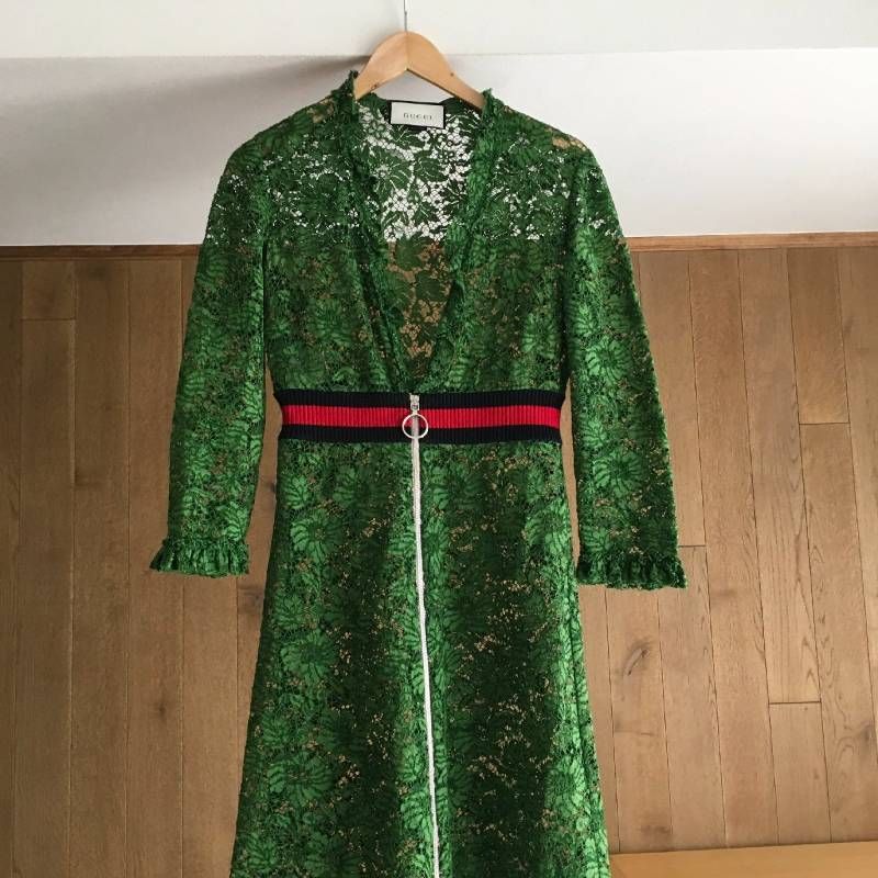 美品 GUCCI グッチ 420422 ZGT79 レース ワンピース42 イタリア製