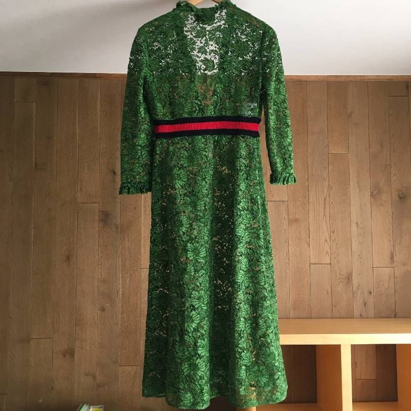美品 GUCCI グッチ 420422 ZGT79 レース ワンピース42 イタリア製