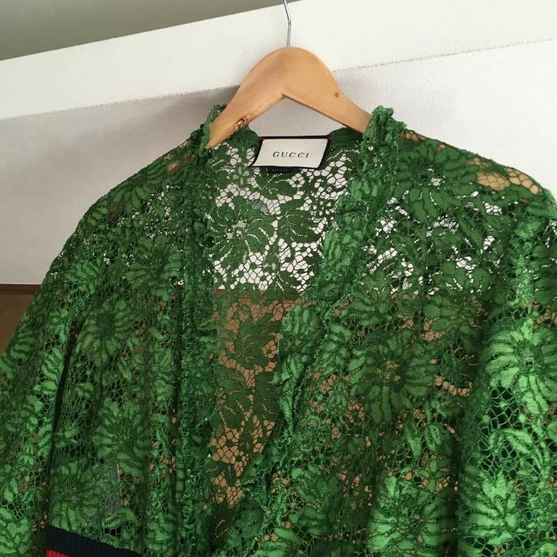 美品 GUCCI グッチ 420422 ZGT79 レース ワンピース42 イタリア製