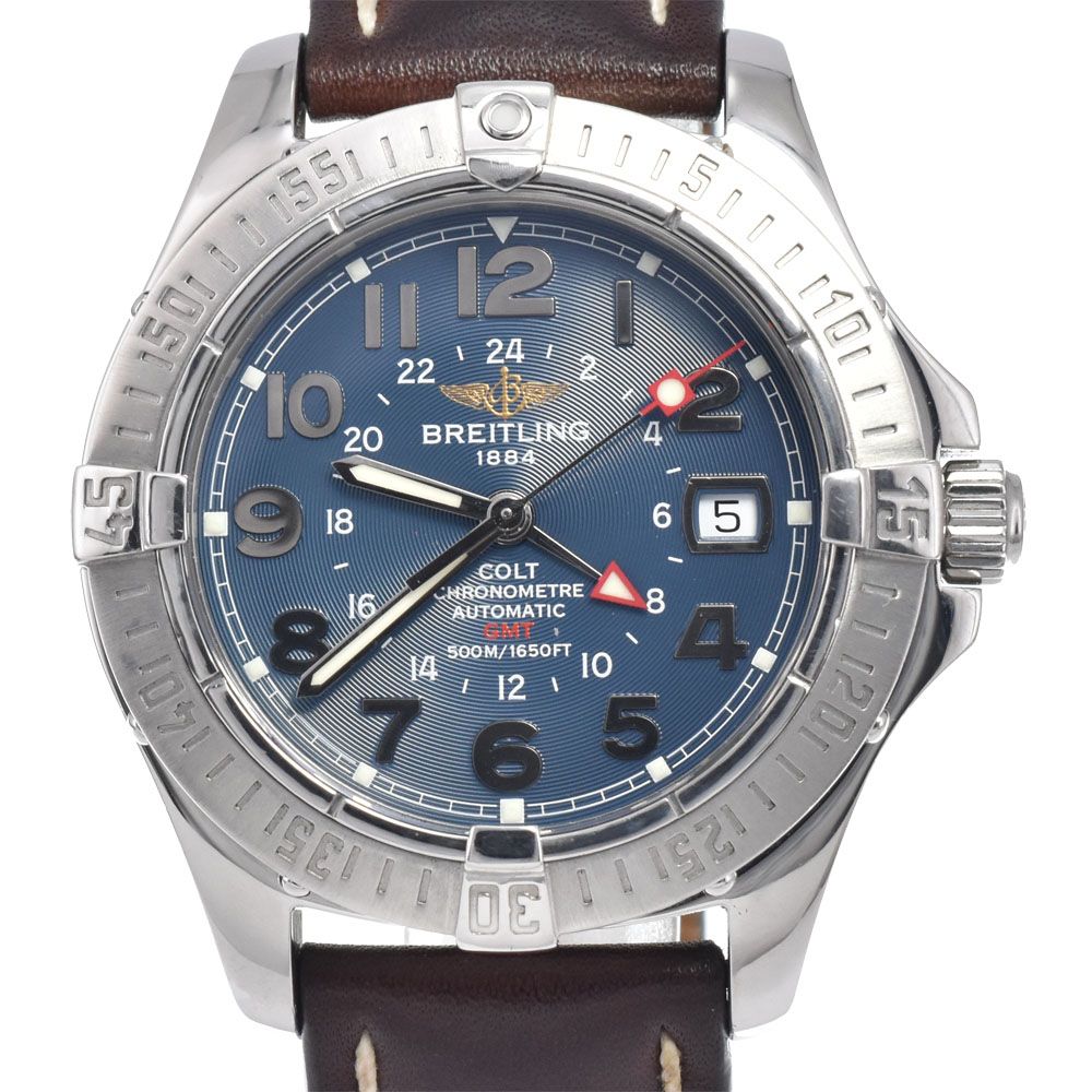 ブライトリング BREITLING A32350 コルト GMT ブルー 自動巻き メンズ 良品 腕時計 H#147645