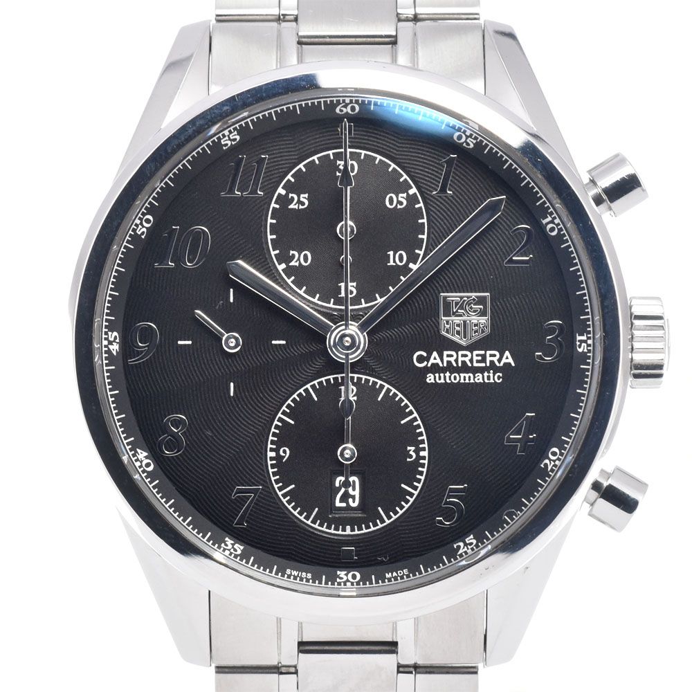 タグホイヤー TAG HEUER CAS2110.BA0730 カレラ ヘリテージ クロノグラフ ブラック 自動巻き メンズ 良品 腕時計 H#147660