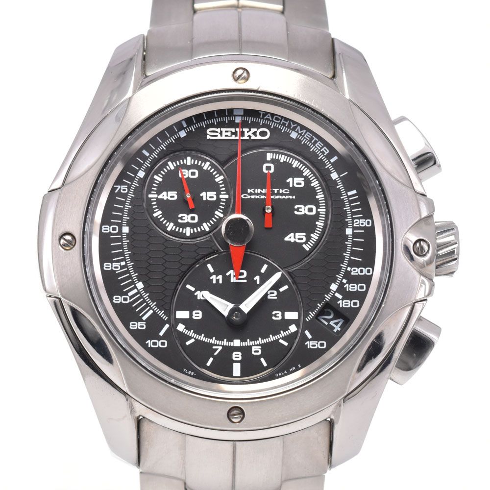 セイコー SEIKO 7L22-0AK0 キネティック クロノグラフ グレー オートクォーツ メンズ 腕時計 H#146042