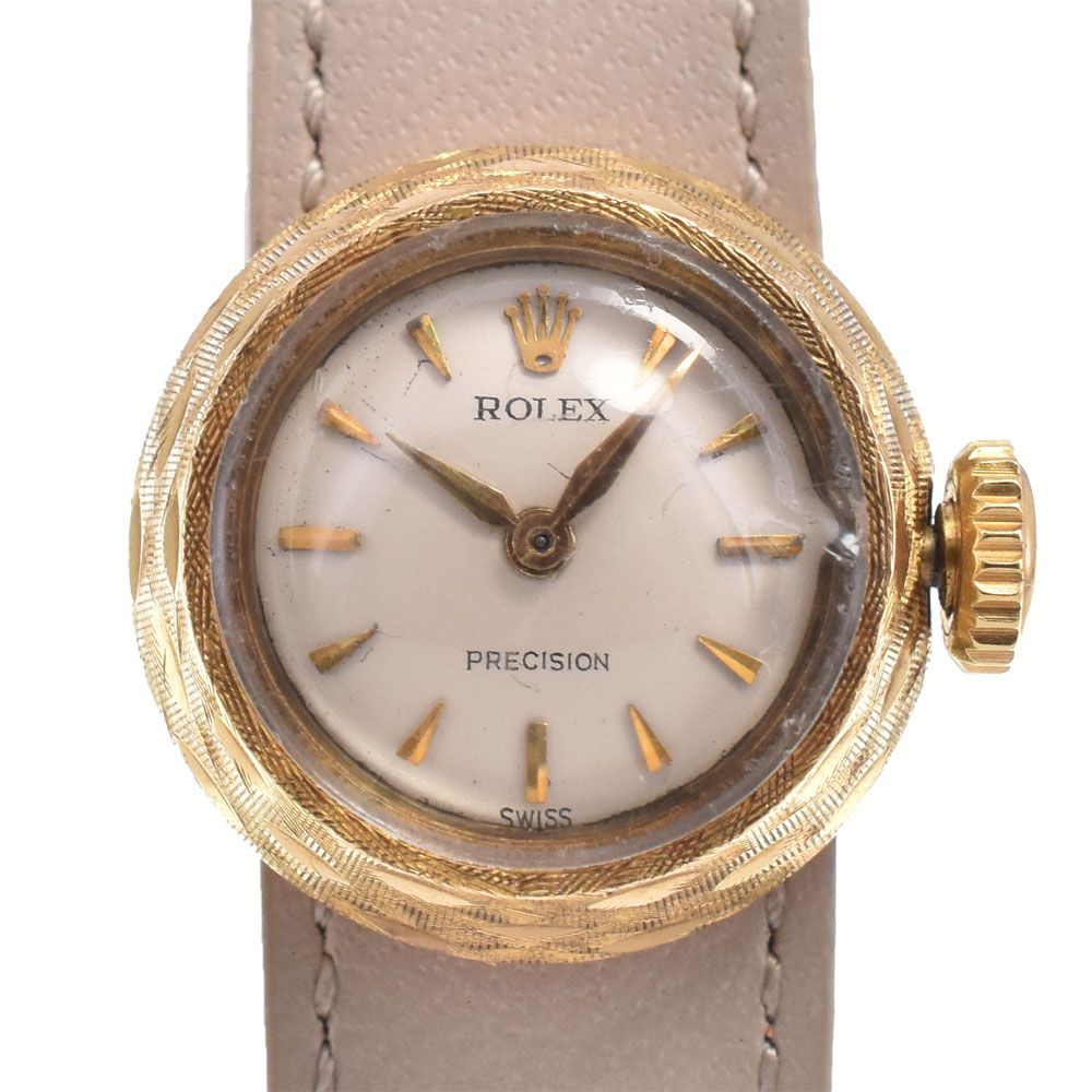ロレックス ROLEX 2021/8789 ヴィンテージ カメレオン K18YG/レザー Cal.1400 シルバー 手巻き レディース 腕時計 H#146670
