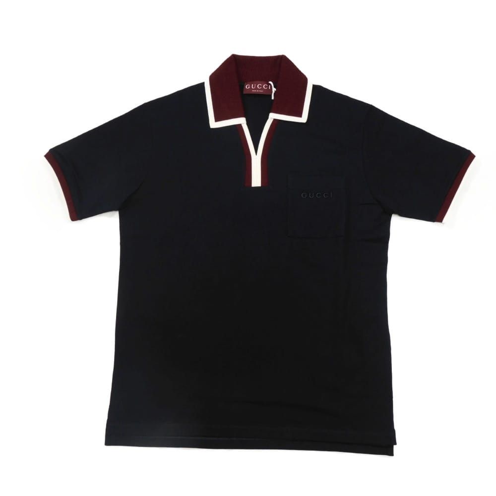 GUCCI グッチ コットン ピケ ポロシャツ 現行 S 175/92A バーガンディ