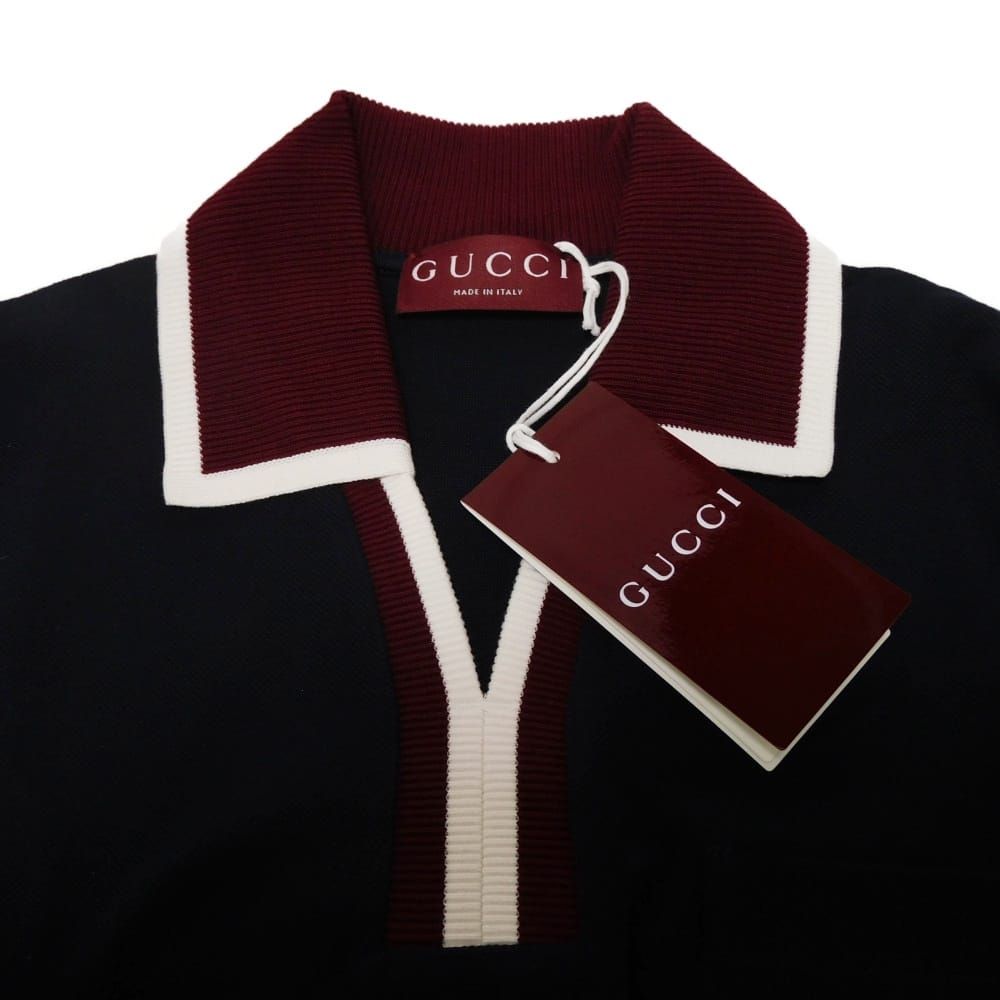 GUCCI グッチ コットン ピケ ポロシャツ 現行 S 175/92A バーガンディ