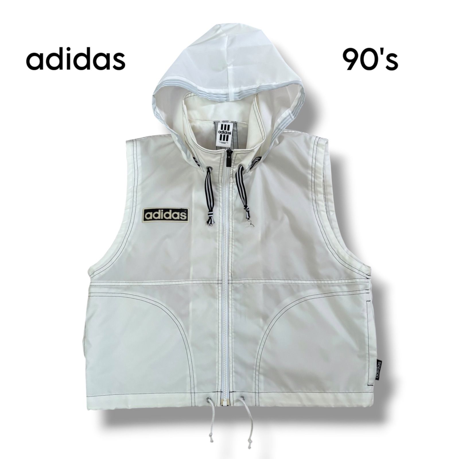 adidas】希少 90s デサント製 Y2K ナイロンフーディベスト - メルカリ