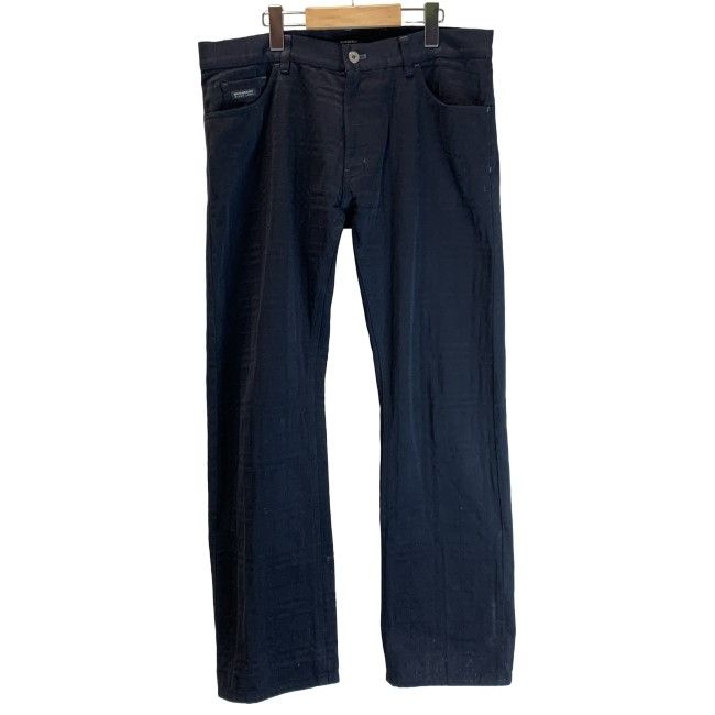 【中古】 BURBERRY BLACK LABEL 綿パン ジップフライ 無地 オーバーサイズ 古着 /1156