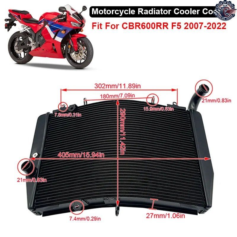 オートバイエンジン冷却部品ラジエーター ホンダ CBR600RR 2007-2020 2021 2022 クーラーウォータータンクシステム