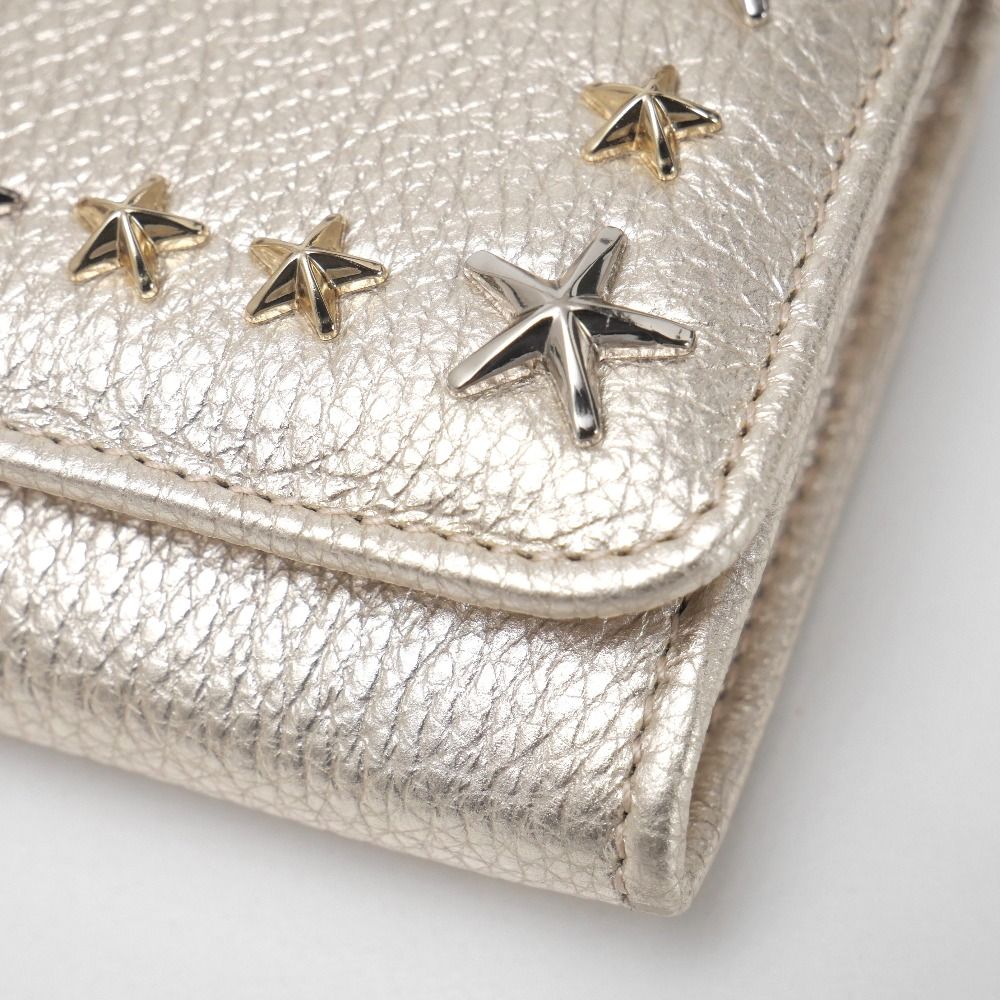 □美品□JIMMY CHOO ジミーチュウ 長財布 スタースタッズ メタリック